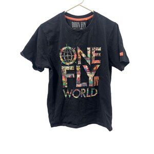Born fly, one fly world, medium black, men’s T-shirt